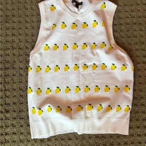 J. Crew White Top with Lemon Pattern